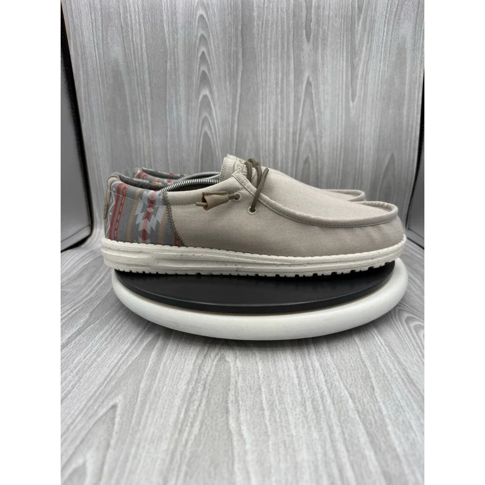 Hey Dude Wally Funk Mens Size 15 Sand Brown Casual Canvas Slip On Shoes NEW